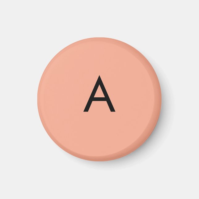 Benutzerdefiniertes Buchstabenmonogramm Pfirsich  Magnet (Vorne)