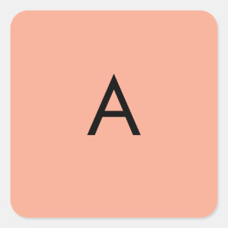 Benutzerdefiniertes Buchstabenmonogramm Pfirsich  Quadratischer Aufkleber