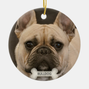 Benutzerdefiniertes Bulldogge-Hund-Foto Keramik Ornament