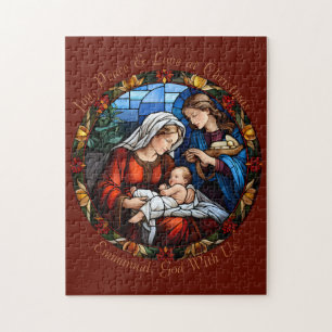 Benutzerdefiniertes Buntglas Vintage-Weihnachtsnat Puzzle