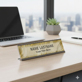 Benutzerdefiniertes Büro mit gebürstetem Gold | Pr Schreibtischnamensplakette