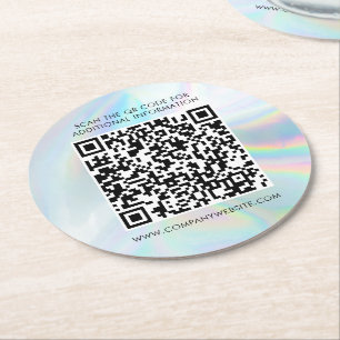 Benutzerdefiniertes Business Holografisches QR-Cod Runder Pappuntersetzer