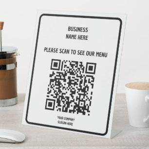 Benutzerdefiniertes Business Modern Black QR Code  Sockelschild