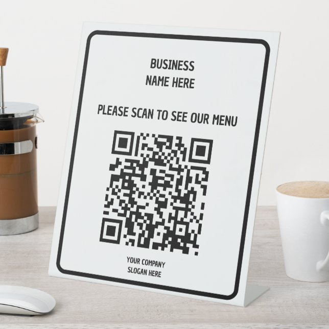 Benutzerdefiniertes Business Modern Black QR Code  Sockelschild (In Situ)