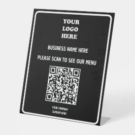 Benutzerdefiniertes Business Modern Black QR Code  Sockelschild