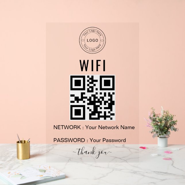 Benutzerdefiniertes Business-WiFi-Schild mit Logo  Acrylschild (Hochzeit)