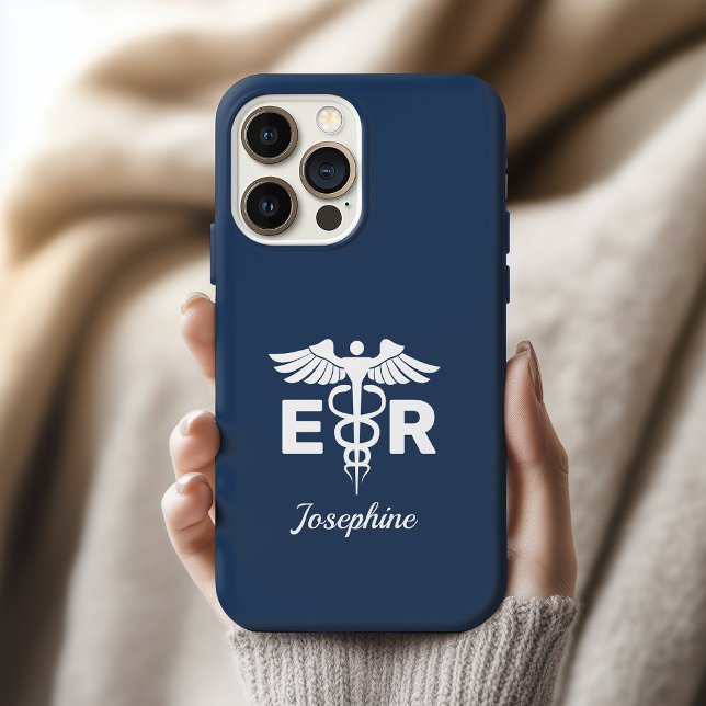 Benutzerdefiniertes Caduceus-Notaufnahme-Geschenk  iPhone Hülle (Elegant Emergency Room Phone Case | ER Nurse Thank You Gift Phone Case | Nurse Graduation Gift Case)