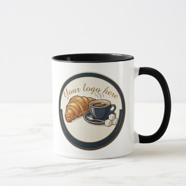 Benutzerdefiniertes Cafe Croissant Logo Tasse (Rechts)