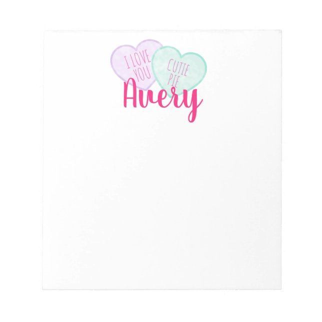 Benutzerdefiniertes Candy Hearts Valentine Notepad Notizblock (Vorderseite)