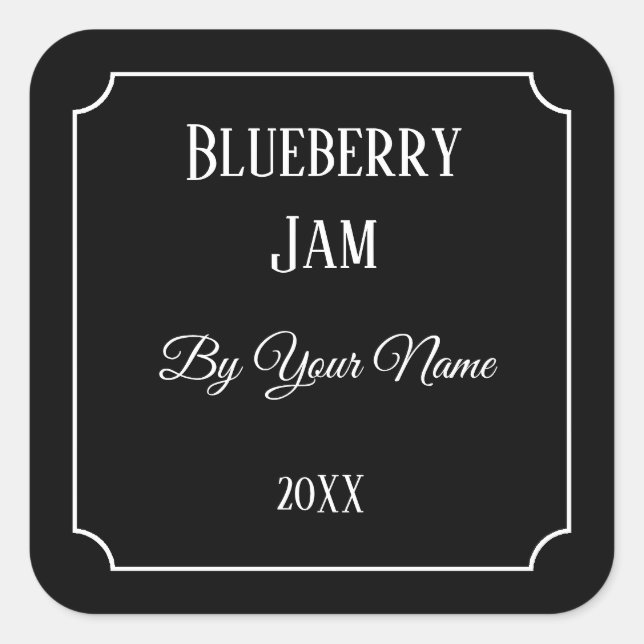 Benutzerdefiniertes Canning-Etikett schwarz Quadratischer Aufkleber (Vorderseite)