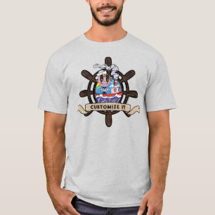 Benutzerdefiniertes Cartoon-Segler-Schiffsruder T-Shirt