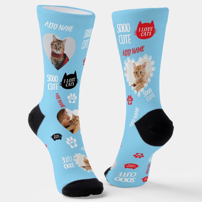 Benutzerdefiniertes Cat Socks-Foto für Heimtierlie Socken (Gewinkelt)