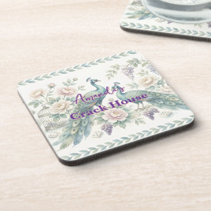 Benutzerdefiniertes Chic Chinoiserie Pfau Mahjong Getränkeuntersetzer