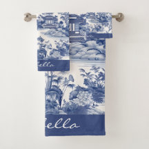 Benutzerdefiniertes Chinoiserie-Muster Pagode Blau