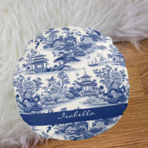 Benutzerdefiniertes Chinoiserie-Muster Pagode Blau