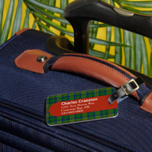 Benutzerdefiniertes Clan Cranstoun Tartan Karo Gep Gepäckanhänger