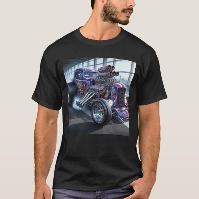 Benutzerdefiniertes Classic Dragster Auto T-Shirt (Vorderseite)