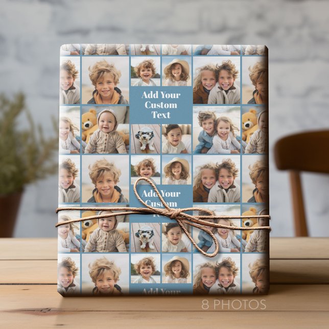 Benutzerdefiniertes Collage 8-Foto - Benutzerdefin Geschenkpapier (Custom Photo Collage Wrapping Paper - All Occasion)