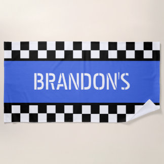 Benutzerdefiniertes cooles Schwarz-Weiß-Flaggenmus Strandtuch