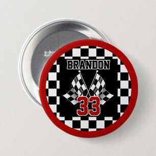 Benutzerdefiniertes cooles Schwarz-Weiß-Schachbret Button