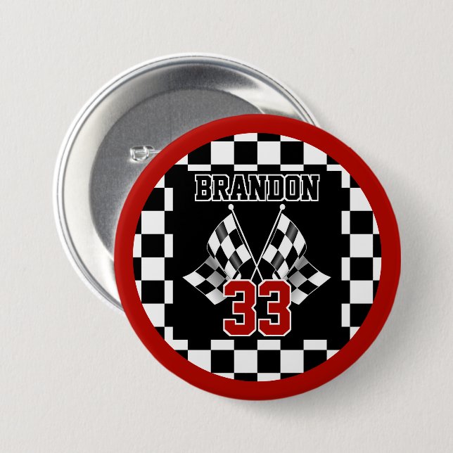 Benutzerdefiniertes cooles Schwarz-Weiß-Schachbret Button (Vorne & Hinten)