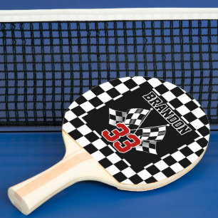 Benutzerdefiniertes cooles Schwarz-Weiß-Schachbret Tischtennis Schläger