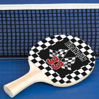 Benutzerdefiniertes cooles Schwarz-Weiß-Schachbret Tischtennis Schläger