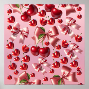 Benutzerdefiniertes Coquette Herz Kirsch-Schleifen Poster