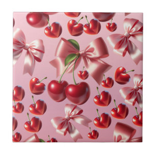 Benutzerdefiniertes Coquette-Herz-Schleifen-Muster Fliese