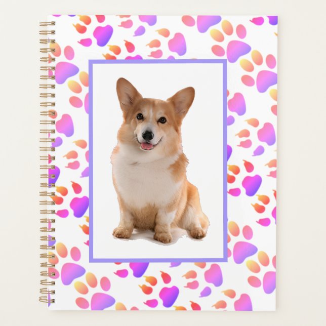 Benutzerdefiniertes Corgi-Hundefoto Planer (Vorderseite)