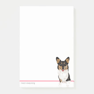 Benutzerdefiniertes Corgi Notepad mit rosa Namen Post-it Klebezettel
