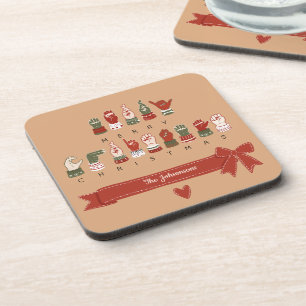 Benutzerdefiniertes Cozy ASL Frohe Weihnachten Getränkeuntersetzer