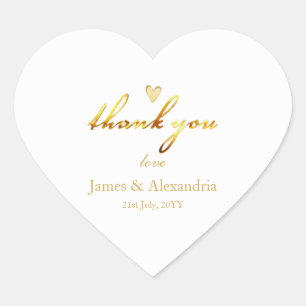 Benutzerdefiniertes Dankeschön Gold Schrift Herz-Aufkleber