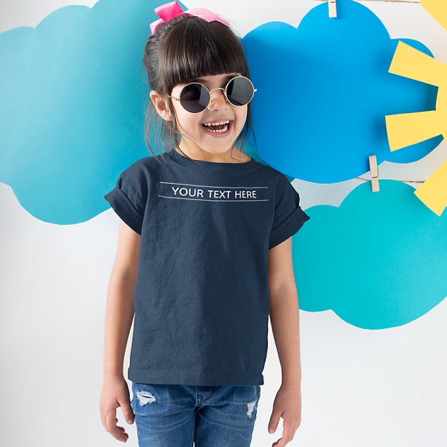 Benutzerdefiniertes Dark Navy Blau Fügen Sie Ihr T T-Shirt (Custom Basic Dark Navy Blue Add Your Text Kid Girl T-Shirt)