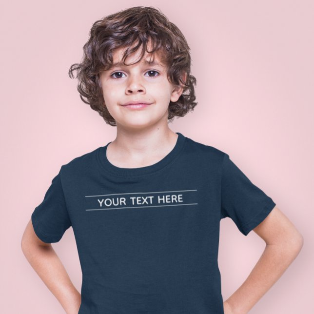 Benutzerdefiniertes Dark Navy Blau Fügen Sie Ihren T-Shirt (Custom Basic Dark Navy Blue Add Your Text Kid Boy T-Shirt)