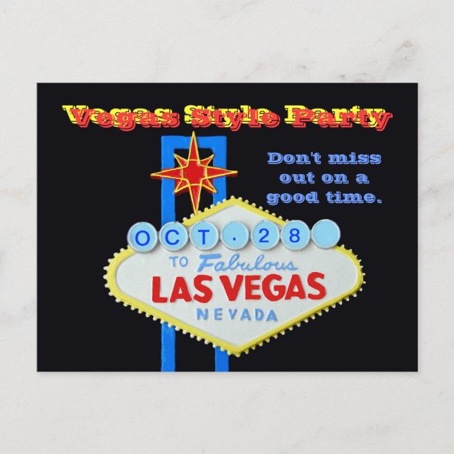 Benutzerdefiniertes Date Vegas Style Party Einladungspostkarte (Vorderseite)