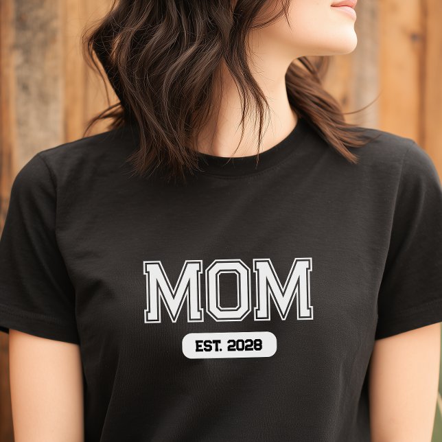 Benutzerdefiniertes Datum Neue Mutter T-Shirt (Custom Mom Established T Shirt)