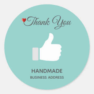 Benutzerdefiniertes Daumen Hoch Bild auf Hellblau Runder Aufkleber