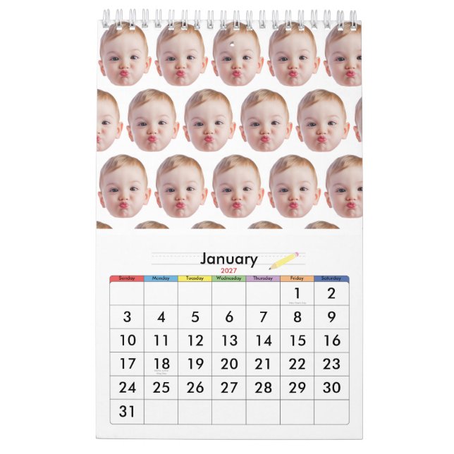 Benutzerdefiniertes Design Gesicht Baby- oder Fami Kalender (Jan 2027)