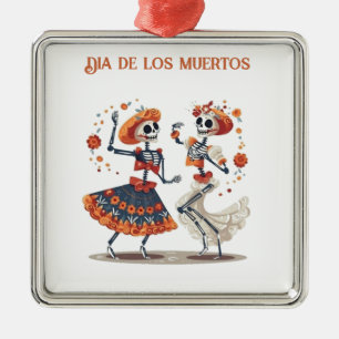 Benutzerdefiniertes Día de los Muertos tanzendes S Ornament Aus Metall