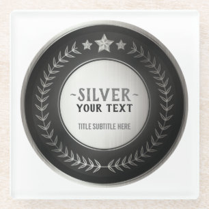 BENUTZERDEFINIERTES DIY-MEDAILLE SILBER Champion E Glasuntersetzer