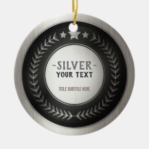 BENUTZERDEFINIERTES DIY-MEDAILLE SILBER Champion E Keramik Ornament