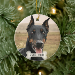 Benutzerdefiniertes Dobermann-Hundefoto Keramik Ornament