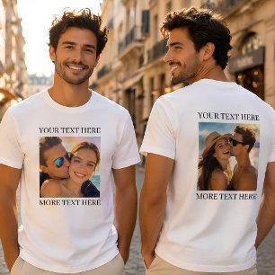 Benutzerdefiniertes doppelseitiges Foto und Text T-Shirt