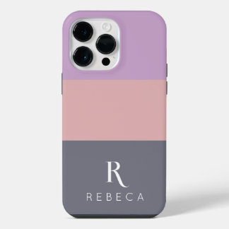 Benutzerdefiniertes Drei-Farben-Block Lila Orange iPhone 14 Pro Max Hülle