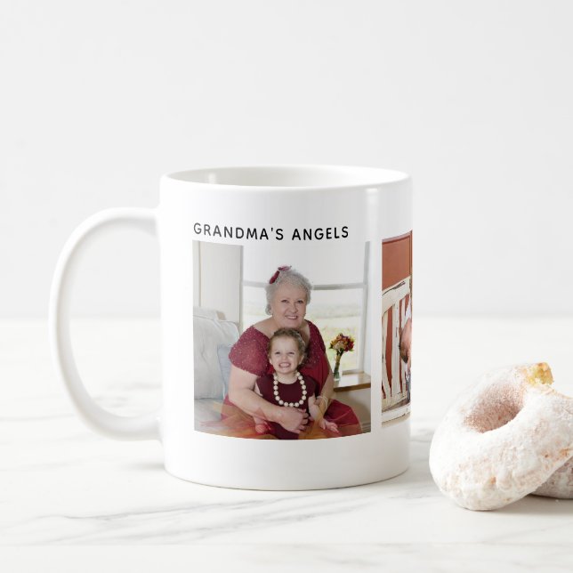 Benutzerdefiniertes Drei-Foto-Personalisiert Große Kaffeetasse (Mit Donut)