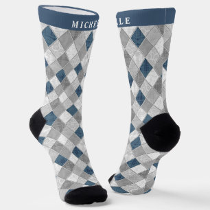 Benutzerdefiniertes dunkelgraues blaues Marmor-Arg Socken