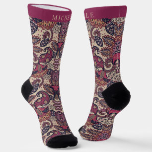 Benutzerdefiniertes, dunkelrosa Lila Paisley-Muste Socken