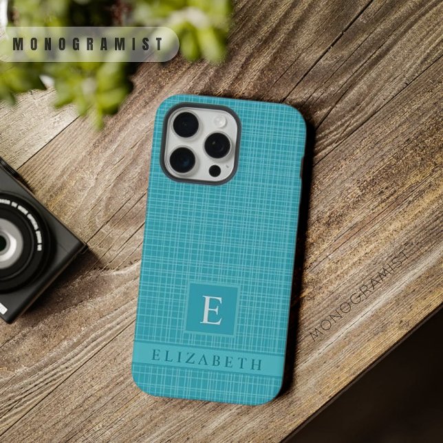 Benutzerdefiniertes, dunkles, Aquamarin blaues, gr iPhone Hülle (Custom Light Dark Teal Blue Green Checkered Patter iPhone Case)