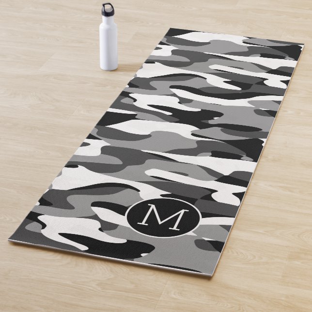 Benutzerdefiniertes dunkles Grau Schwarz-weiß Camo Yogamatte (Beispiel)
